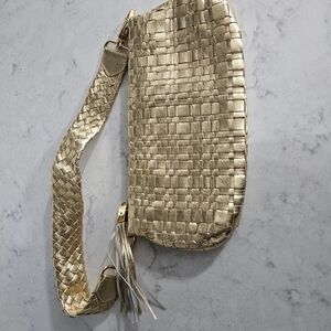 Elliott Lucca Gold Woven Wristlet, New, Smoke-free Home.